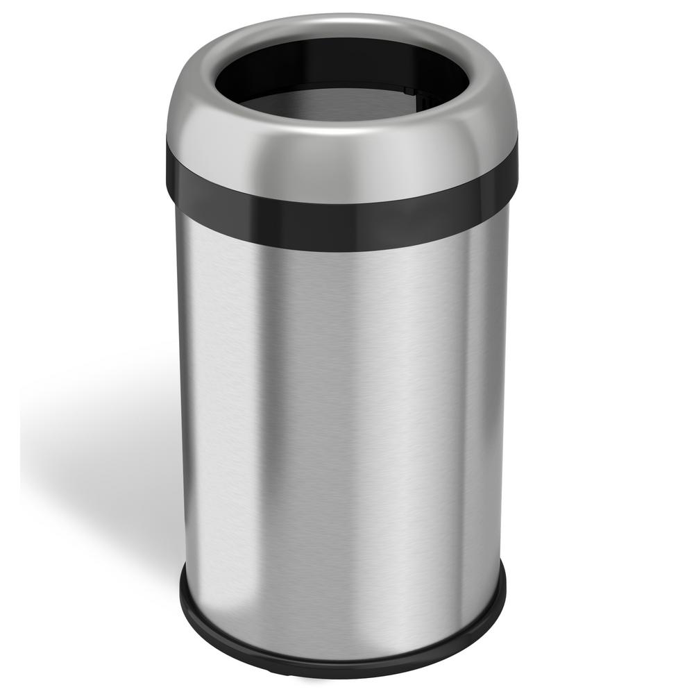 Halo Dual Deodorizer Round Open Top Fingerprint Proof Stainless Halo Dual Deodorizer Round Open Top Fingerprint Proof Stainless Steel Trash Can 50