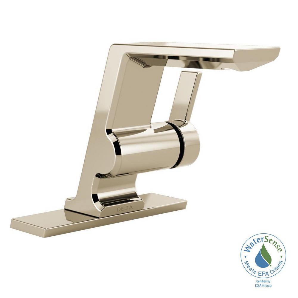 Delta Pivotal Single Hole SingleHandle Bathroom Faucet in Polished