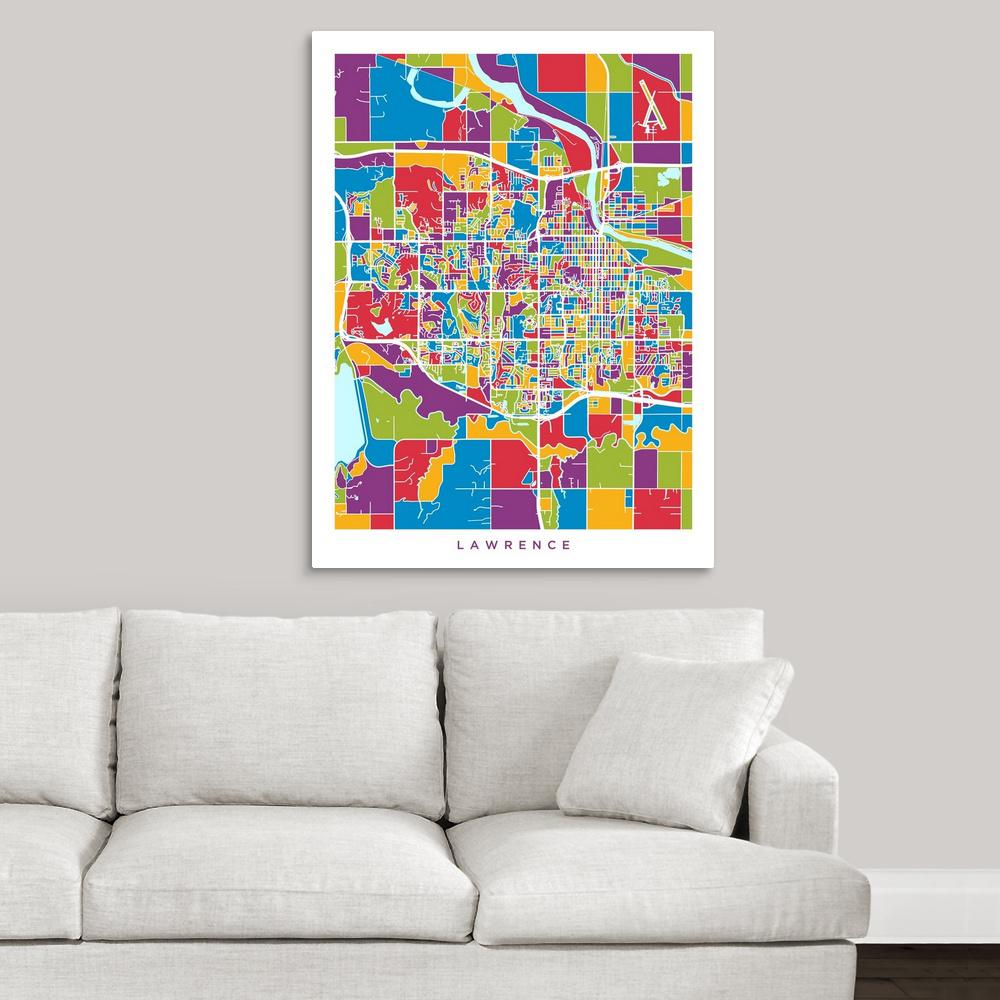 Greatbigcanvas Lawrence Kansas City Map By Michael Tompsett