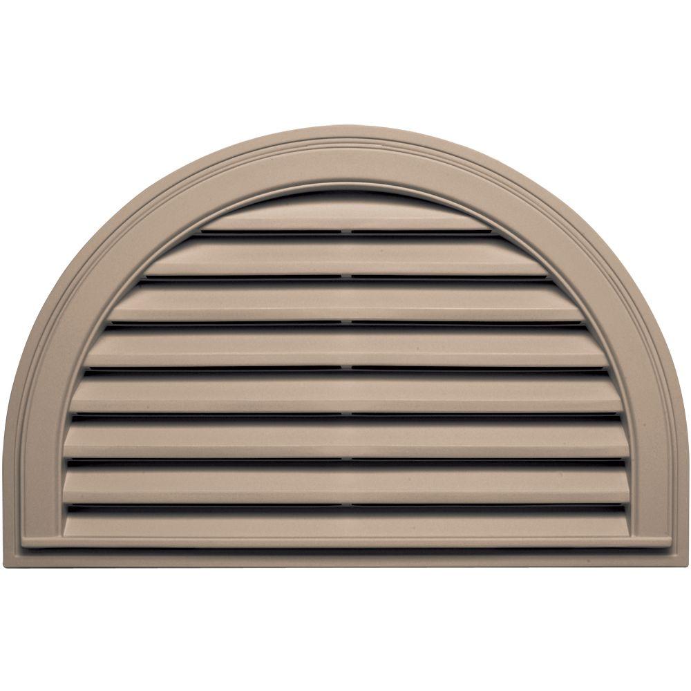 Builders Edge 22 in. x 34 in. Half Round Gable Vent in Wicker