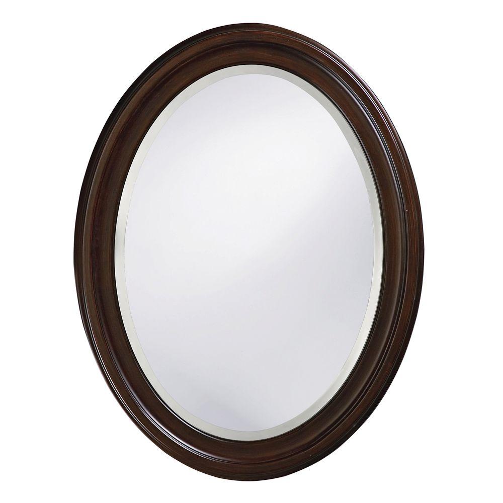 33 in. x 25 in. Round Framed Mirror in Brown40110 The Home Depot