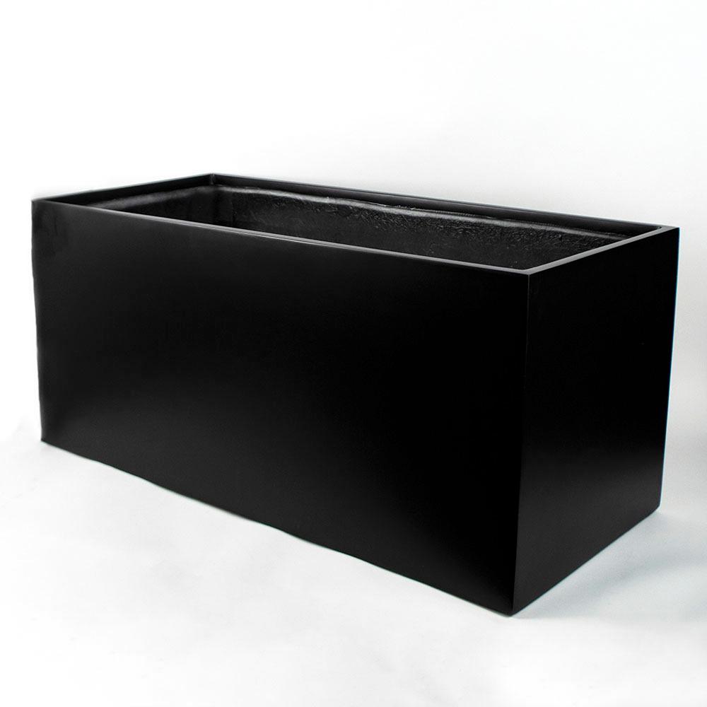 Vasesource Carlo 18 in. x 18 in. Black Fiberglass Rectangle Planter