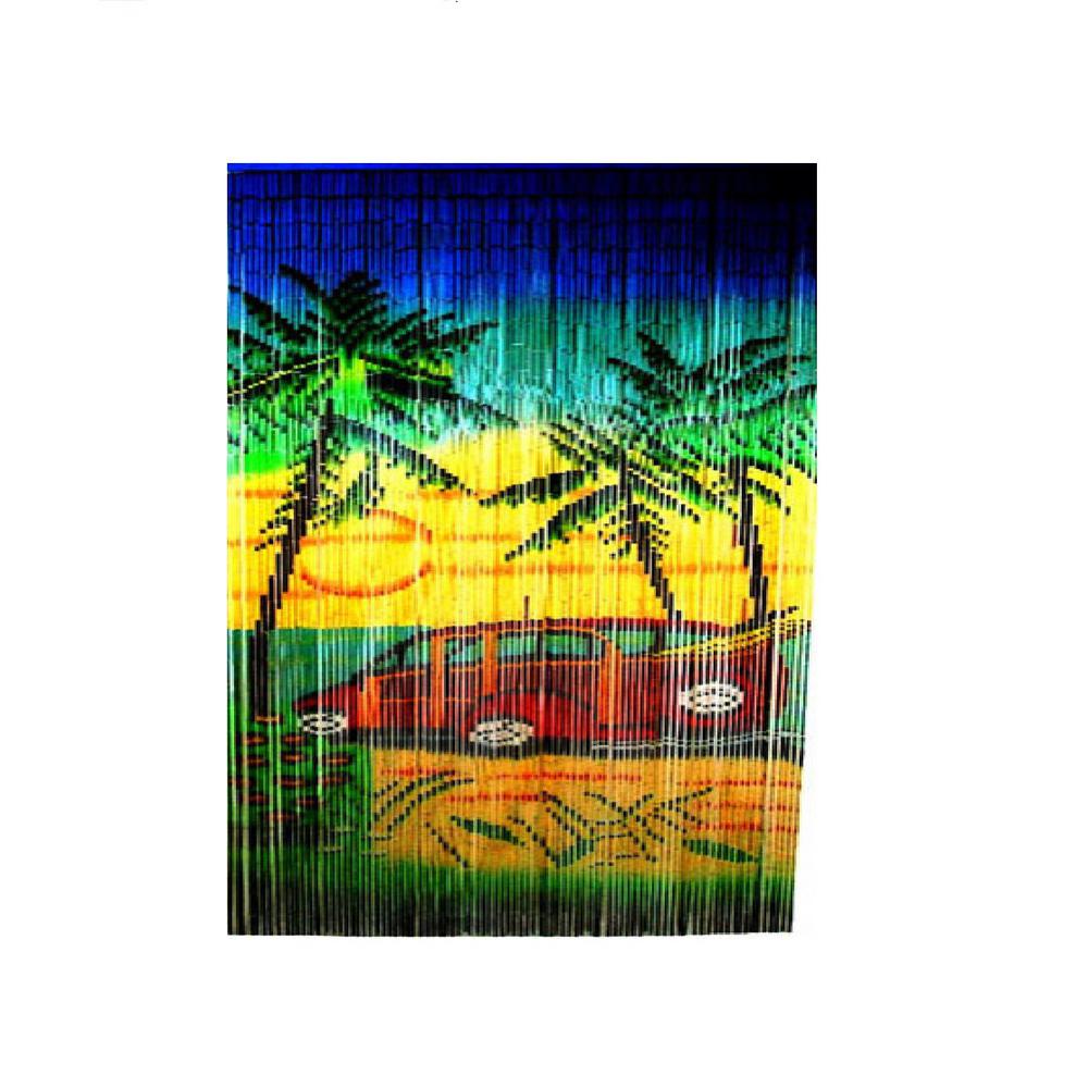 Woody Car Print Beaded Bamboo Curtain