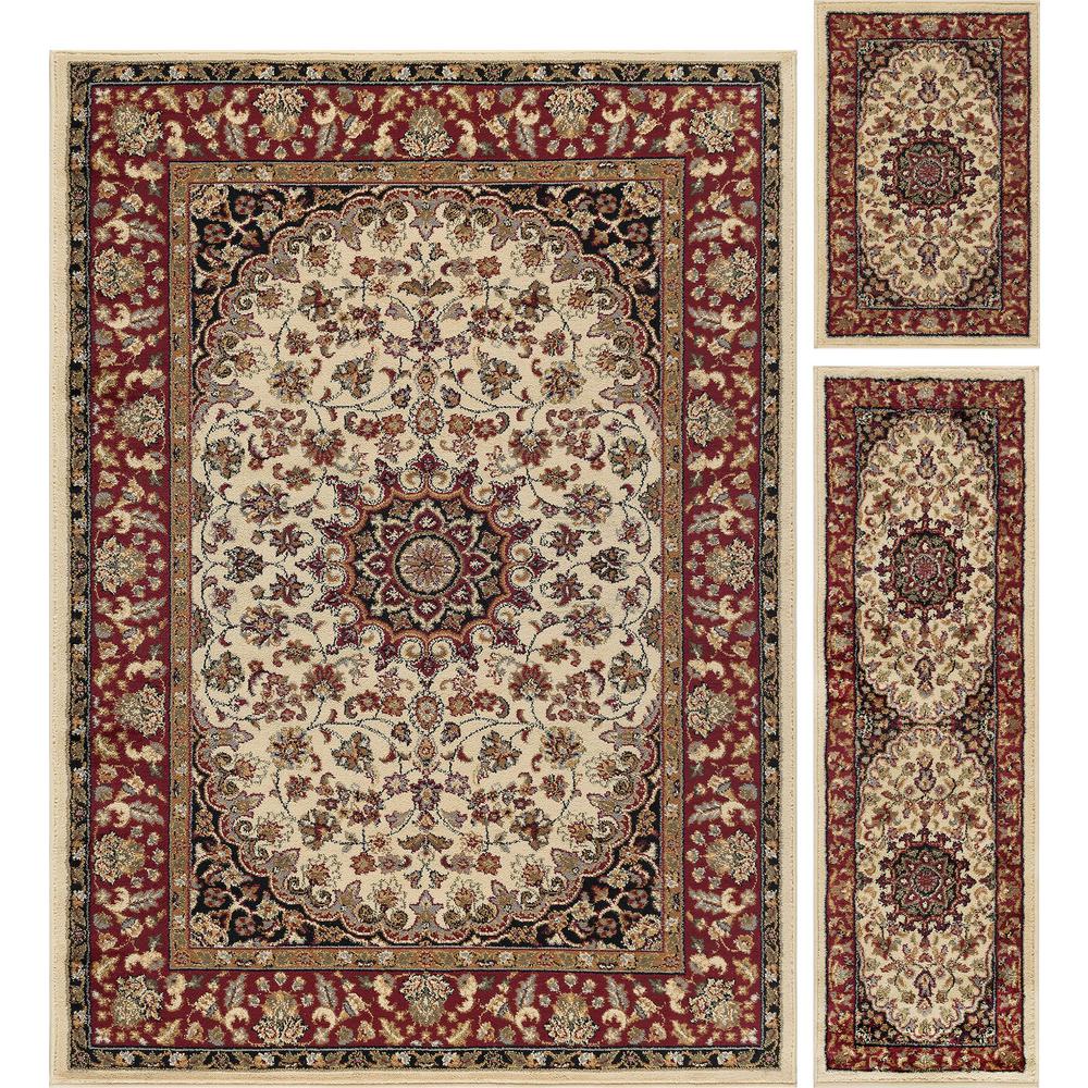 Tayse Rugs Elegance Beige 5 Ft X 7 3 Piece Rug Set
