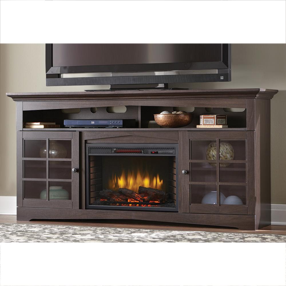 Home Decorators Collection Avondale Grove 70 in. TV Stand Infrared Electric Fireplace in 