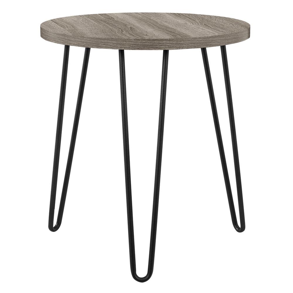 Ameriwood Montrose Weathered Oak Retro Round End Table Hd91590 The Ameriwood Montrose Weathered Oak Retro Round End Table