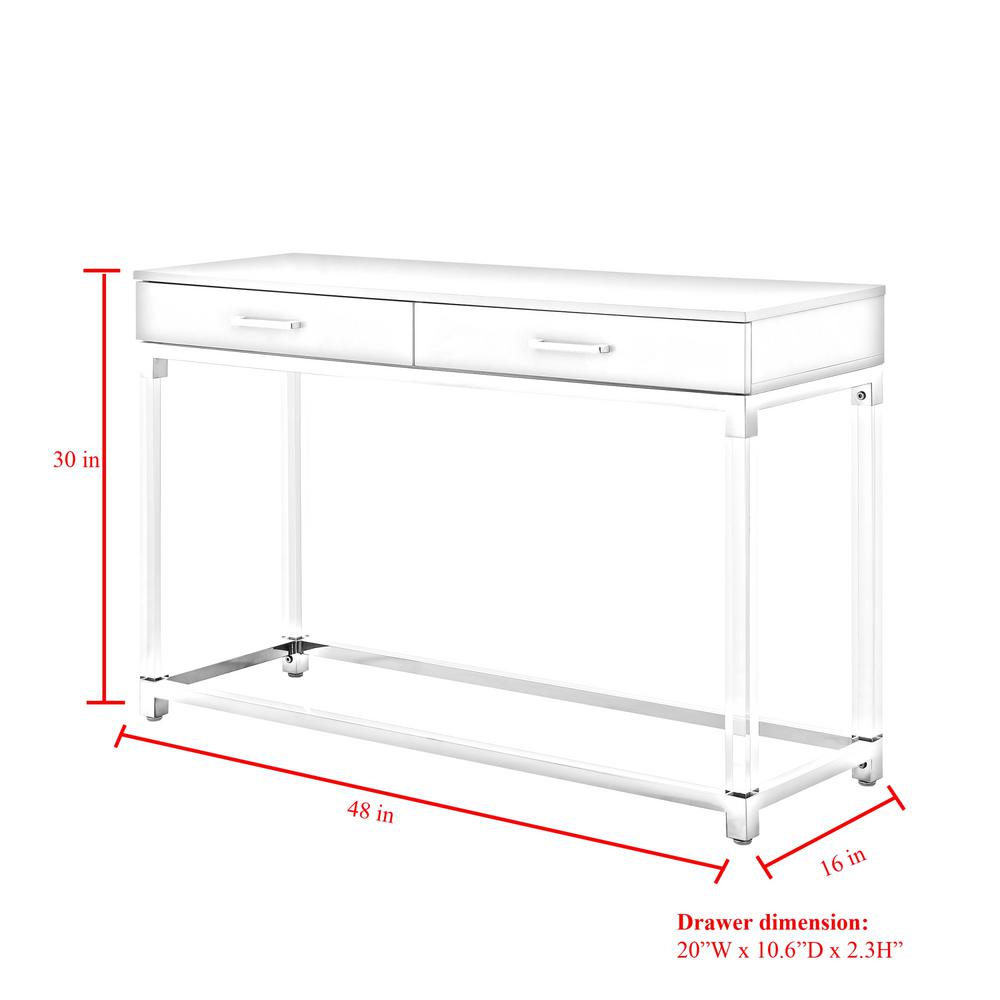 Inspired Home Caspian White Gold Console Table With High Gloss