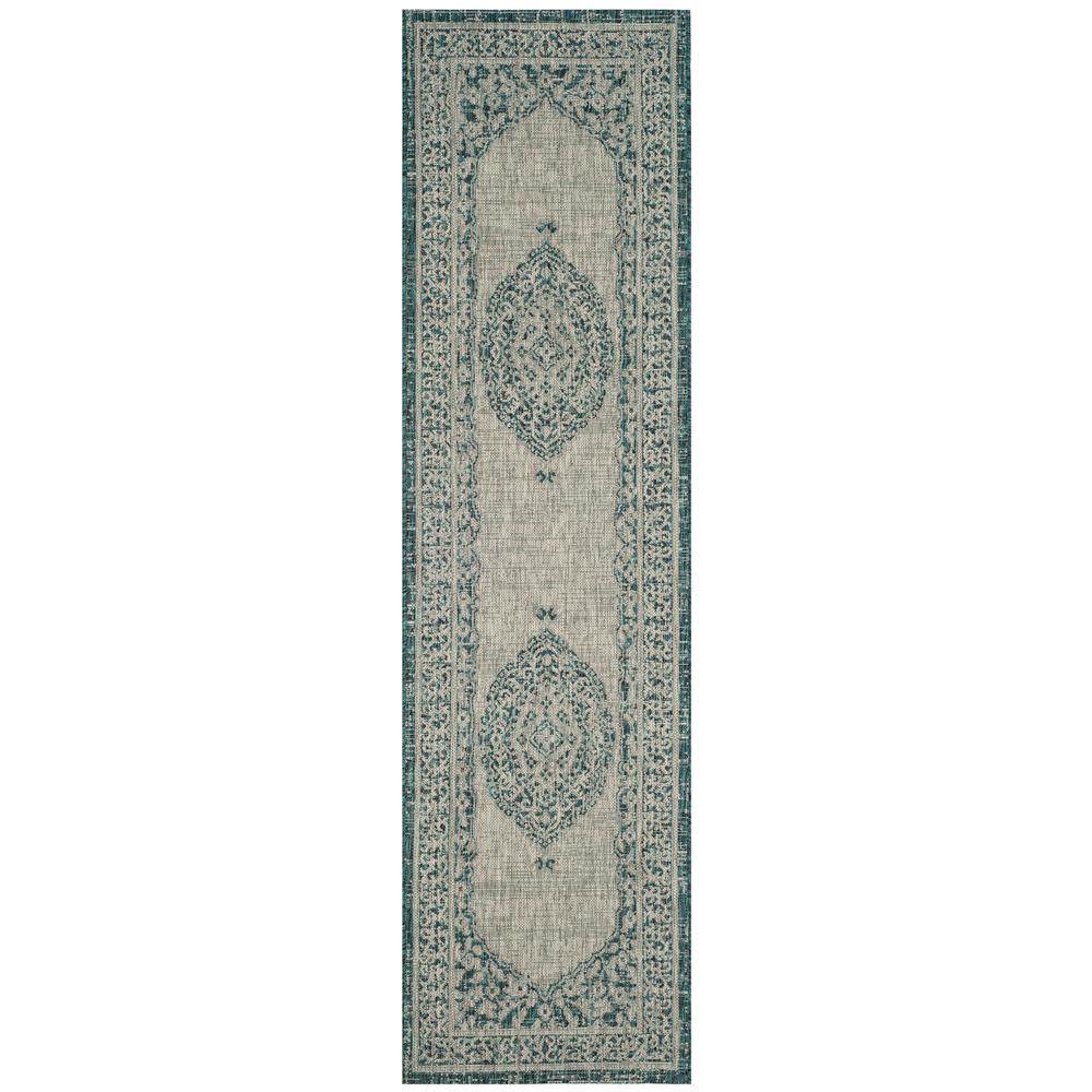 Safavieh Courtyard Light Gray Teal 2 Ft 3 In X 8 Indoor Safavieh Courtyard Light Gray Teal 2 Ft 3 In X 8