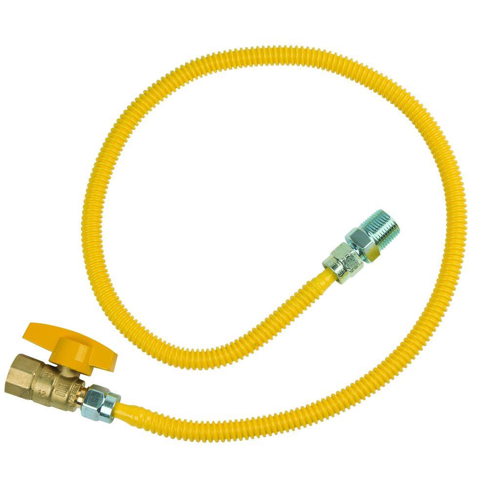 BrassCraft ProCoat 1/2 in. MIP x 1/2 in. FIP Gas Ball Valve x 36 in. Stainless Steel Gas