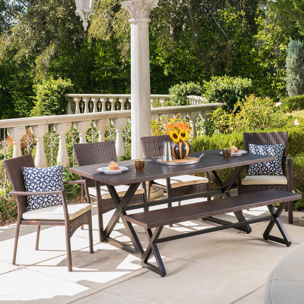 6 Piece Patio Dining Sets Patio Dining Furniture The Home Depot