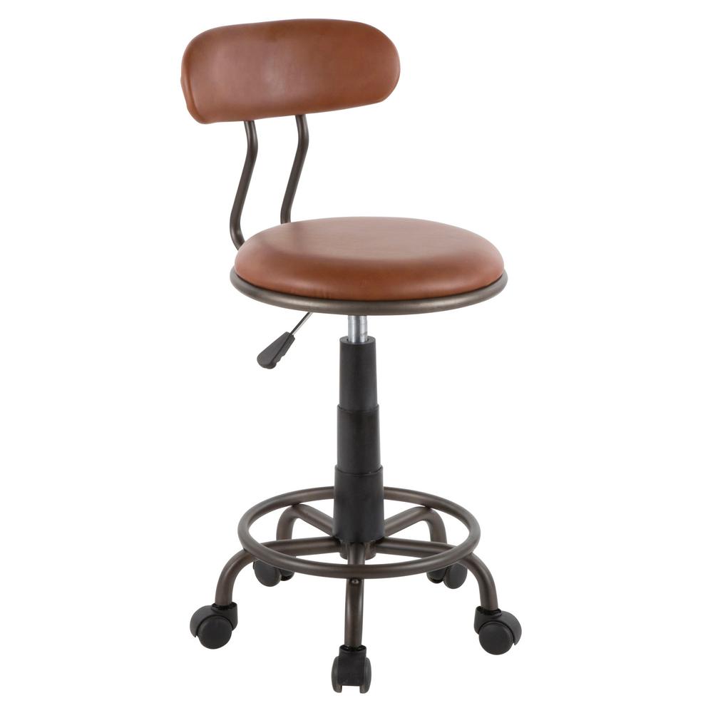 Lumisource Swift Antique Metal And Brown Faux Leather Task Chair Oc