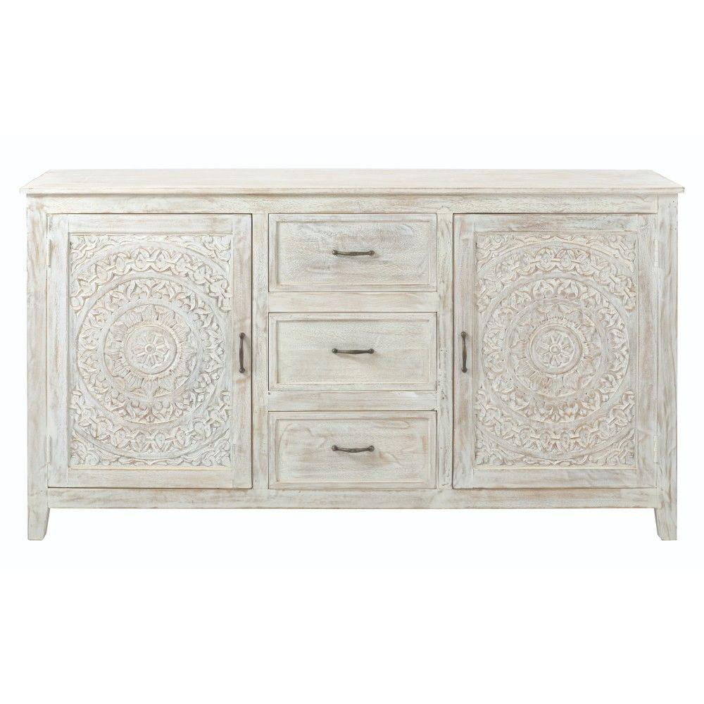 Home Decorators Collection Chennai 3 Drawer White Wash Dresser