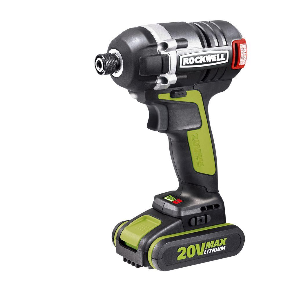 Rockwell 20Volt LithiumIon 1/4 in. Hex Cordless Brushless Impact