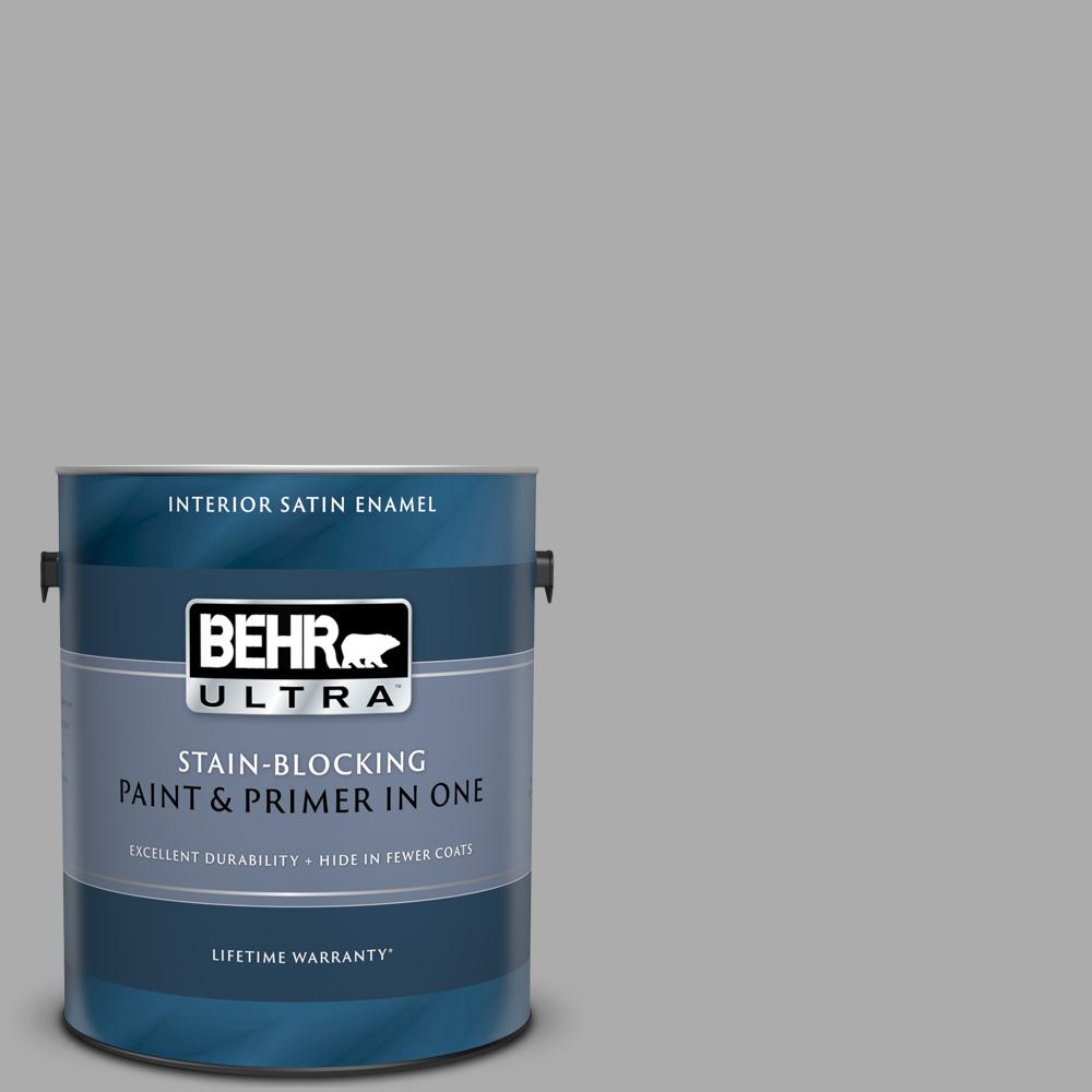 BEHR ULTRA 1 gal. N5203 Flannel Gray Satin Enamel Interior Paint and