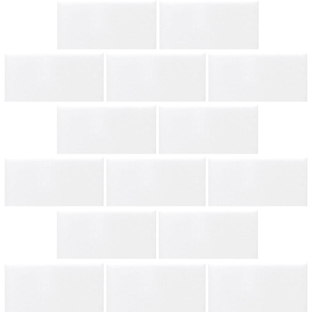 Square Mosaic Tile The Home Depot Finesse Bright White 12