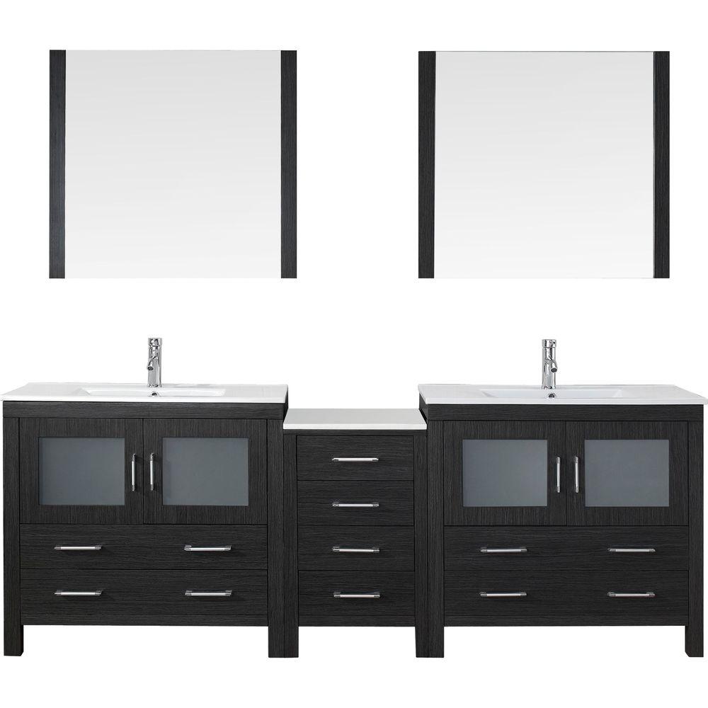 Virtu Usa Dior 90 In W Bath Vanity Zebra Gray With Ceramic Dior 90 In W Bath Vanity Zebra Gray With Ceramic Top White Square Basin And Mirror Faucet