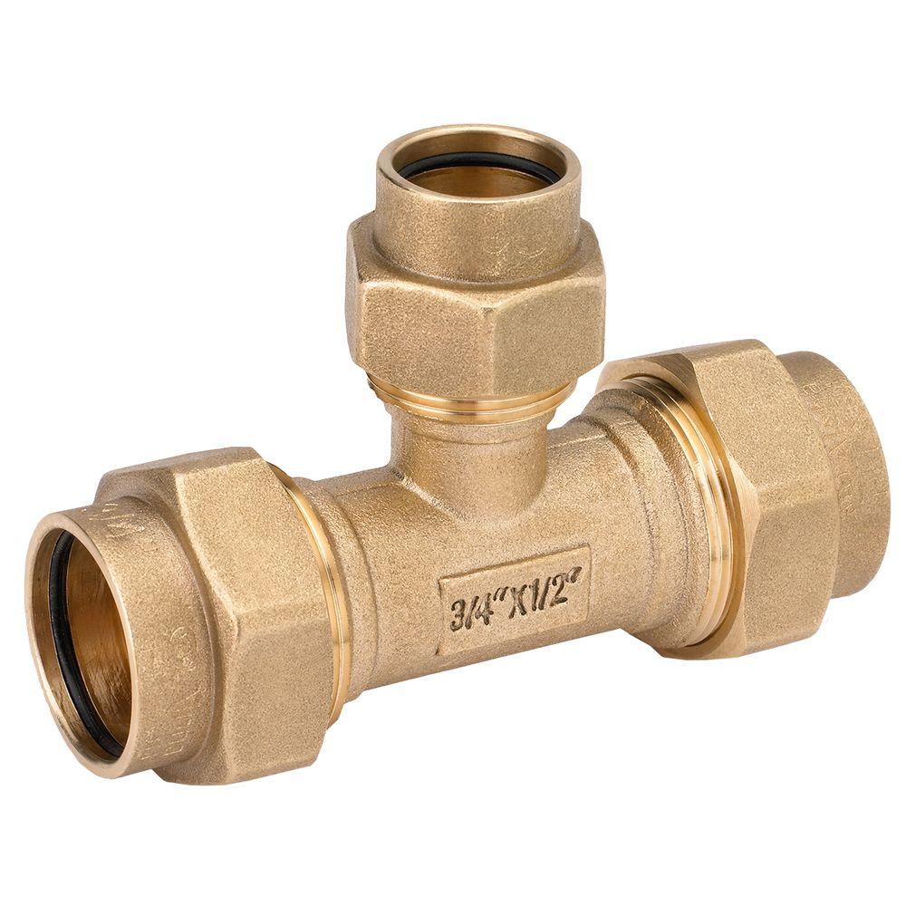 3/4 in. x 3/4 in. x 1/2 in. CSST Brass Tee11401007 The Home Depot