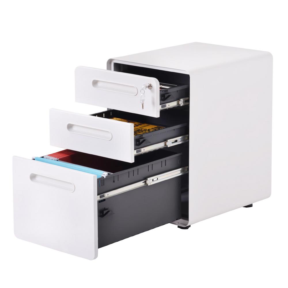 Merax White File Cabinet With Lock Fully Assembled Except Wheels Wf191010aak The Home Depot