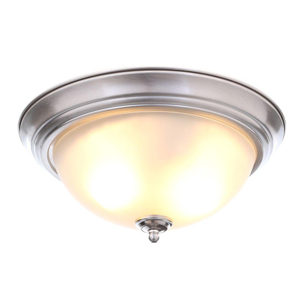 Commercial Electric 11 In 1 Light Brushed Nickel Flush Mount With Light Brushed Nickel Flush Mount
