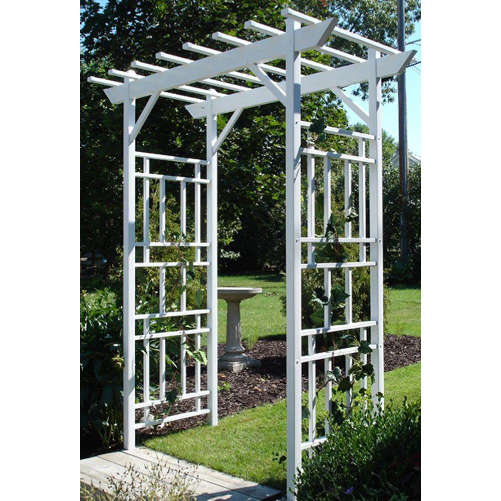 DuraTrel 85 in. H X 72 in. W White Vinyl PVC Wellington Arbor11179