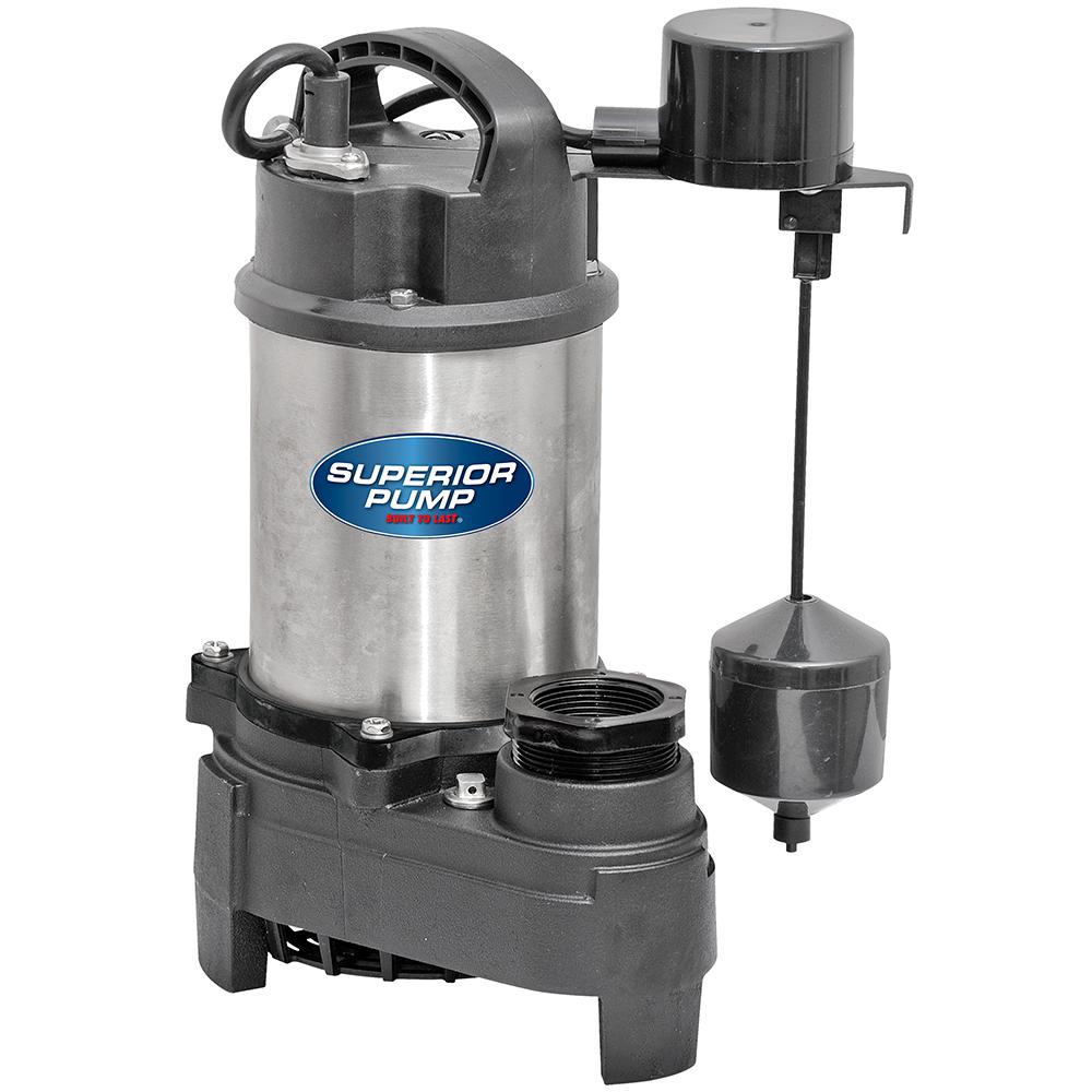 Superior Pump 92372 1//3 HP 1.5/" Discharge Float Switch Stainless Steel Sump Pump