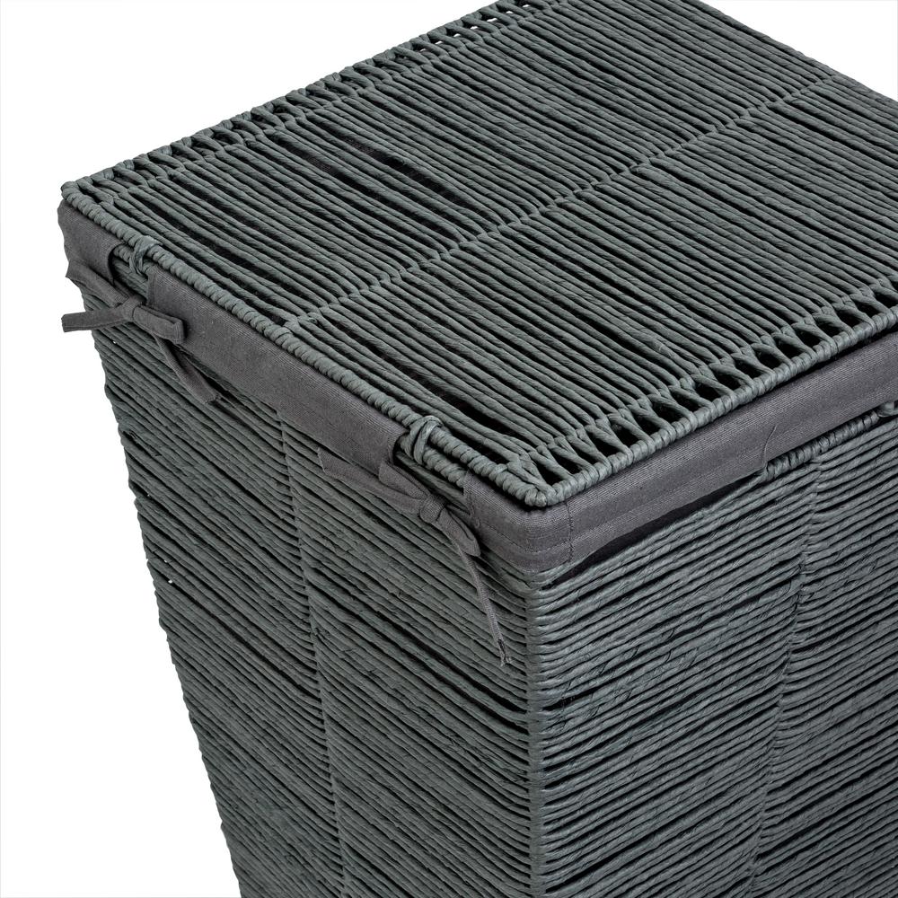 Honey Can Do Coastal Collection Grey Rolled Paper Laundry Hamper Hmp 07874 The Home Depot