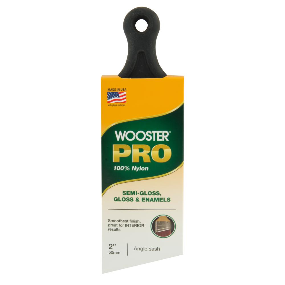 Wooster Pro 2 in. Nylon Short Handle Angle Sash0H21360020 The Home Depot