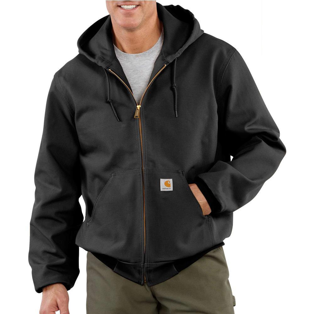 Carhartt Men's 4X-Large Black Cotton Duck Active Jacket Thermal Lined ...