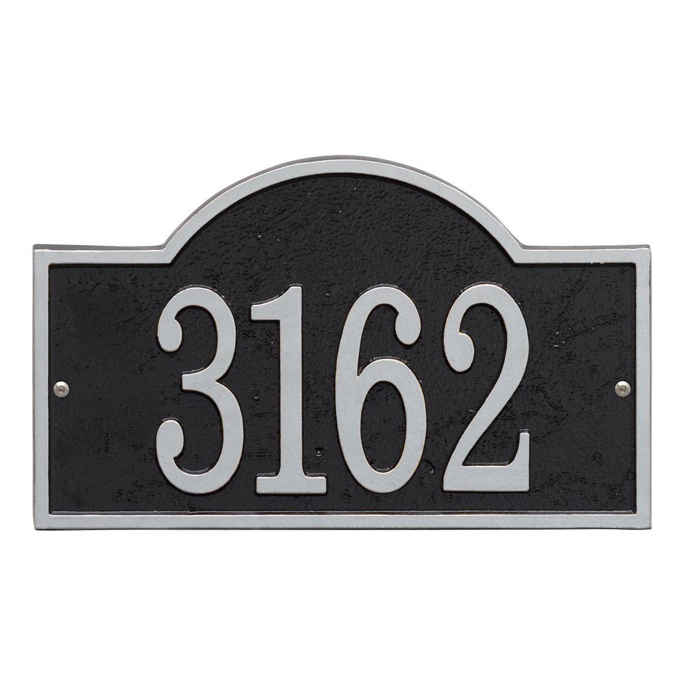 Whitehall Products Fast and Easy Arch House Number Plaque, Black/Silver