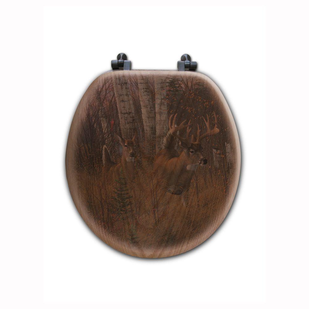 First Light Round Closed Front Wood Toilet Seat in Oak BrownTSOFLR