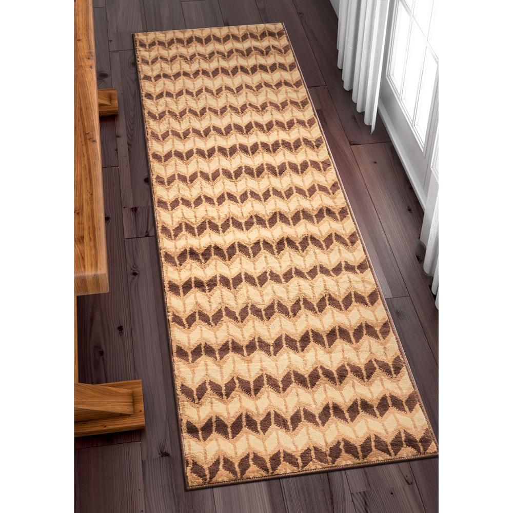 Well Woven Miami Bourban Chevron Gold 2 ft. x 7 ft. Modern Runner Rug85212 The Home Depot
