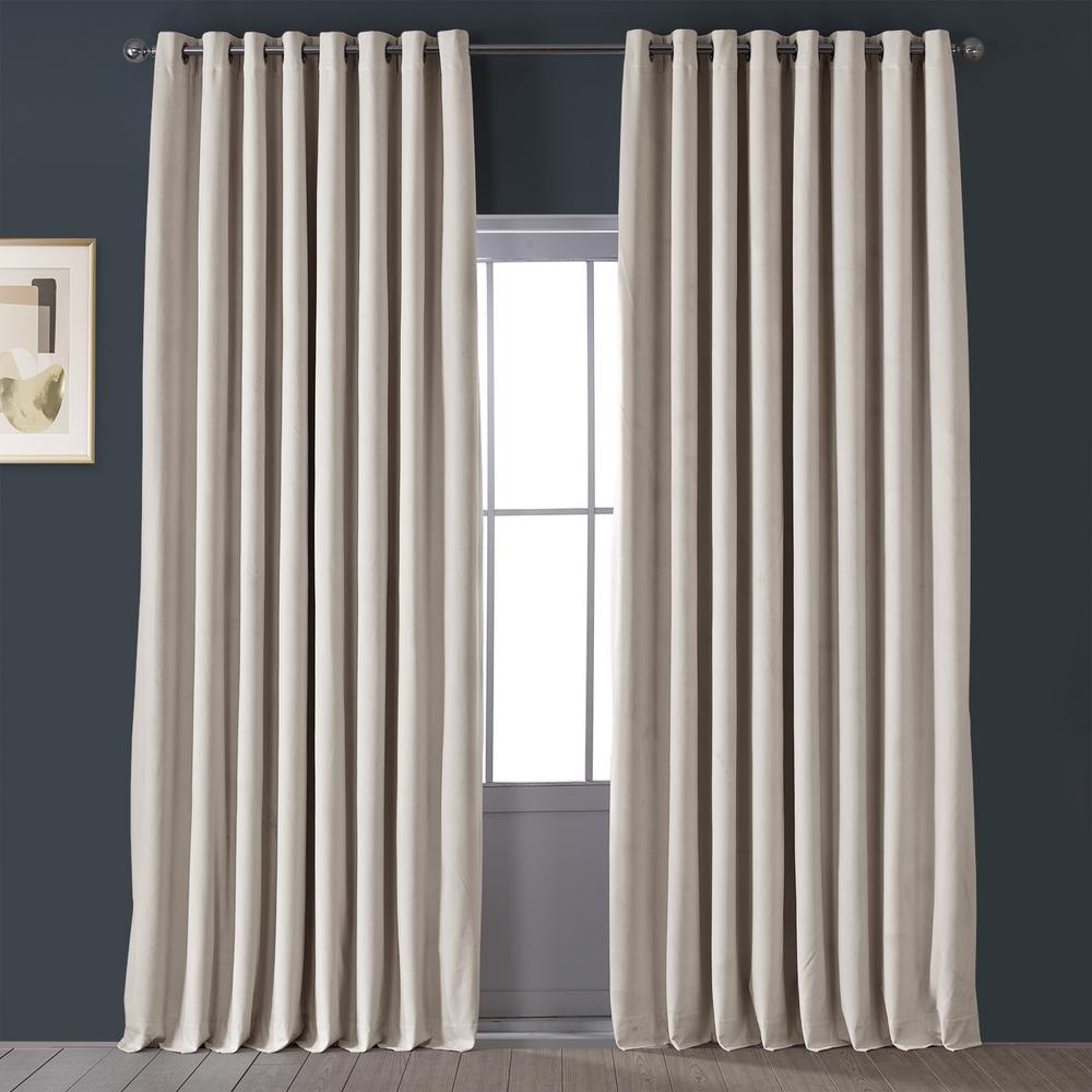Exclusive Fabrics Furnishings Signature Ivory Doublewide Grommet Blackout Velvet Curtain 100 In W X 84 In L Vpch Vet1217 84 Gr The Home Depot