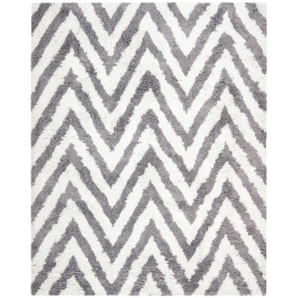 Safavieh Chevron Shag Ivory Gray 8 Ft X 10 Ft Area Rug Sg250c 8 The Home Depot