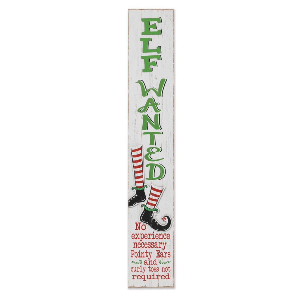 Gerson 59 In H Painted Wood Holiday Elf Wanted Porch Sign