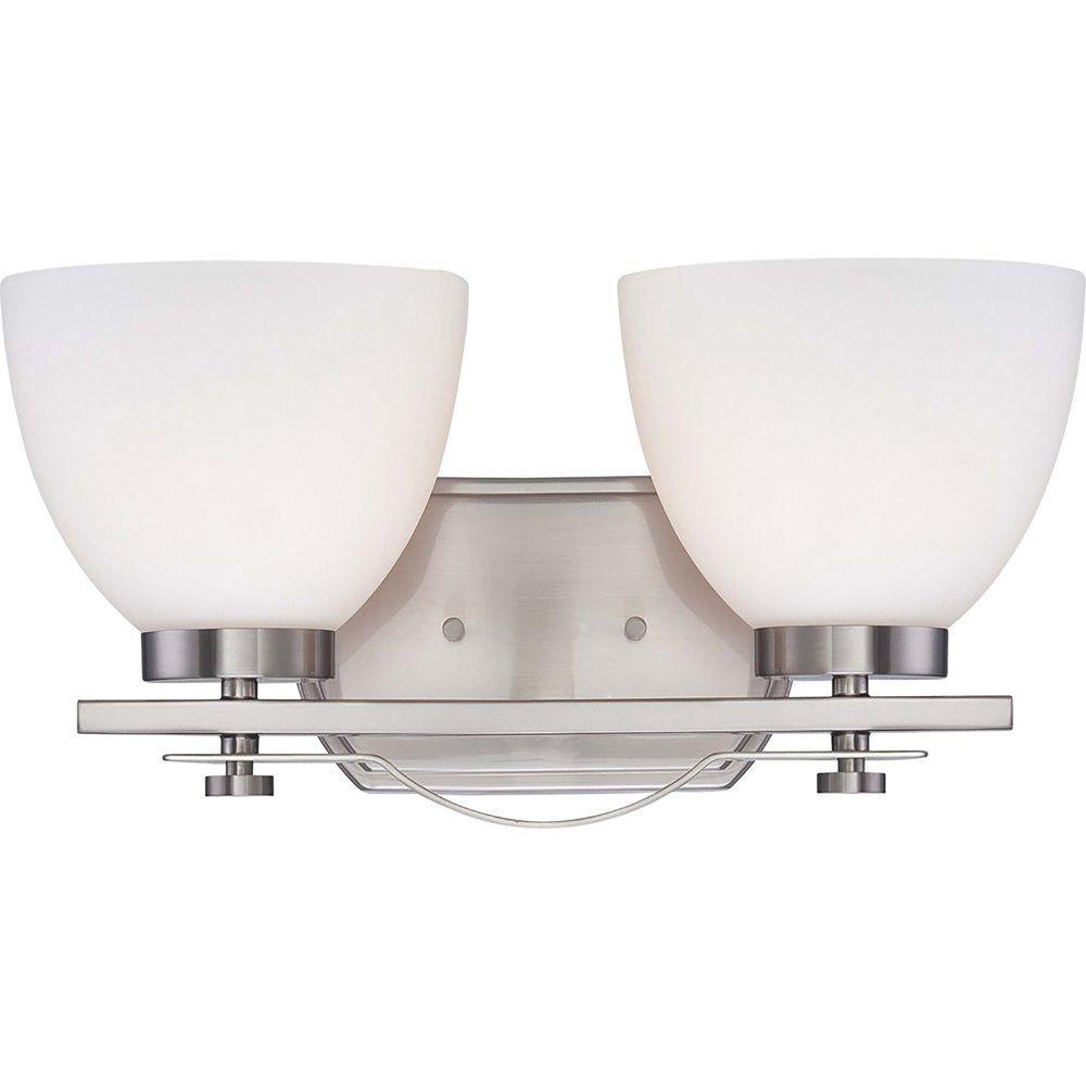 Illumine 2 Light Brushed Nickel Vanity Fixture With Frosted Gl Light Brushed Nickel Vanity Fixture