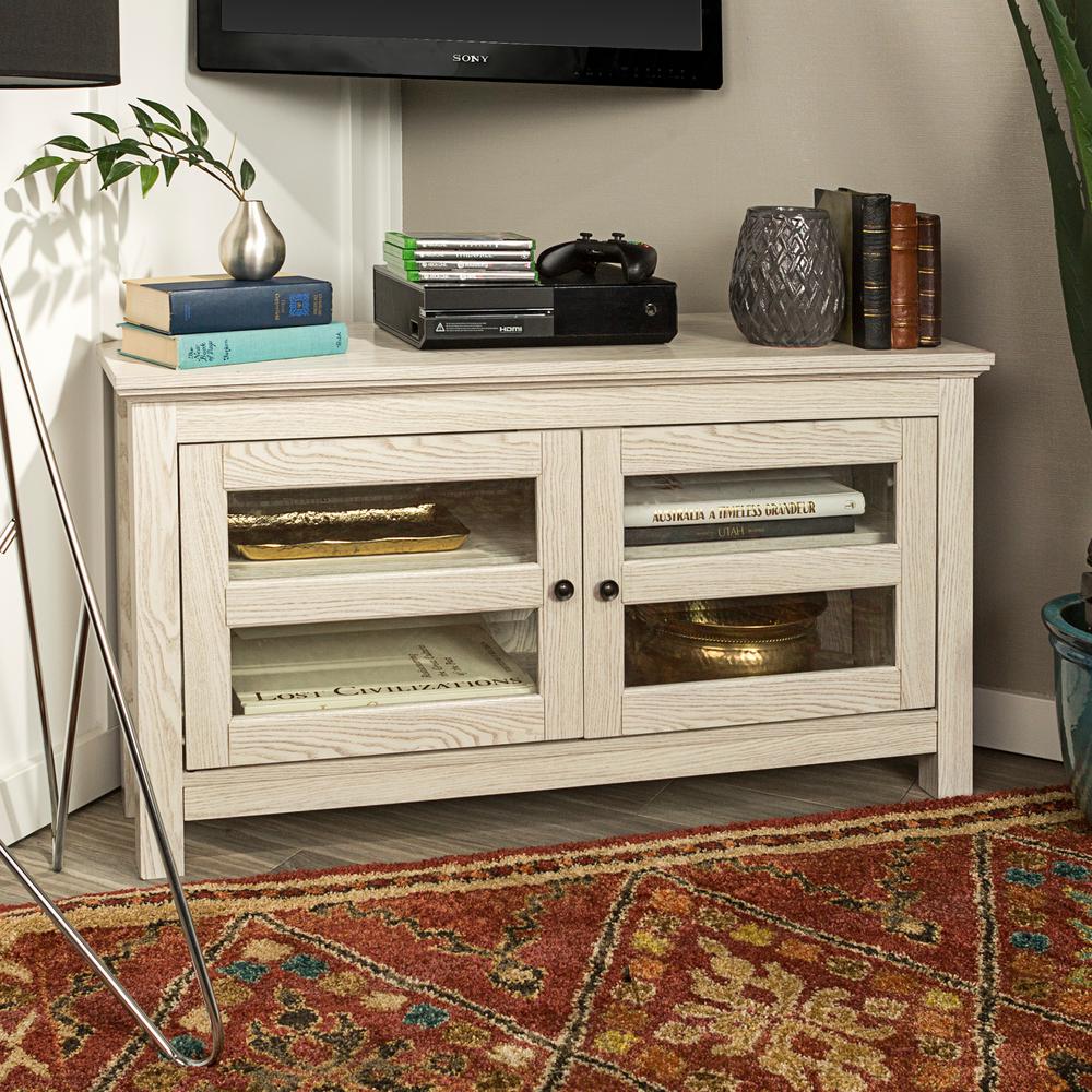 Walker Edison Furniture Company 44 In White Wash Corner