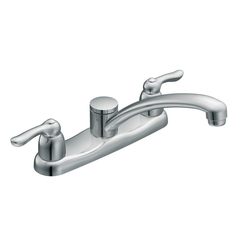 Moen Chateau 2 Handle Low Arc Standard Kitchen Faucet In Chrome