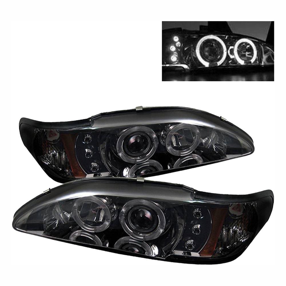 Spyder Auto Ford Mustang 94-98 1PC Projector Headlights - LED Halo - Amber Reflector - Smoke-5010414 - The Home Depot | 1980 Ford Mustang Headlamp Wiring | | The Home Depot