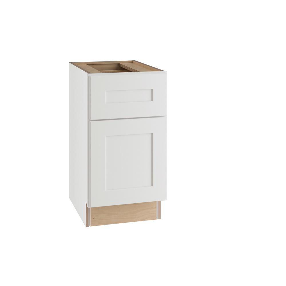Home Decorators Collection Newport Assembled 15 In X 28 5 21 Desk Height Base Cabinet Left Hand With 1 Door Pacific White