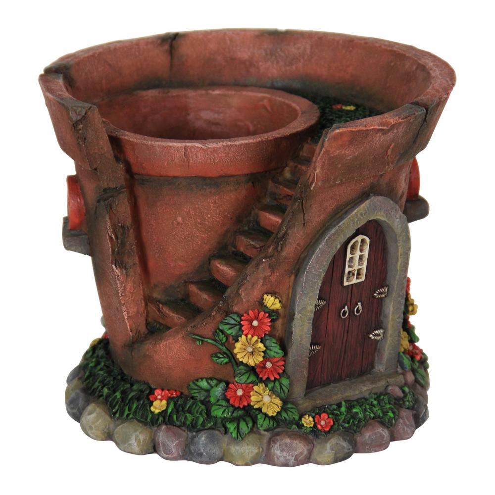 Exhart Solar Fairy House Flower Pot by Exhart