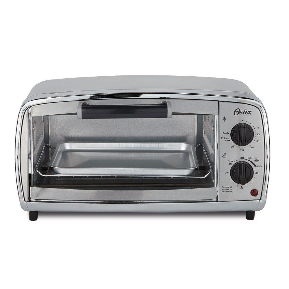 Oster 1000 W 4Slice Stainless Toaster Oven with Broiling Rack Insert