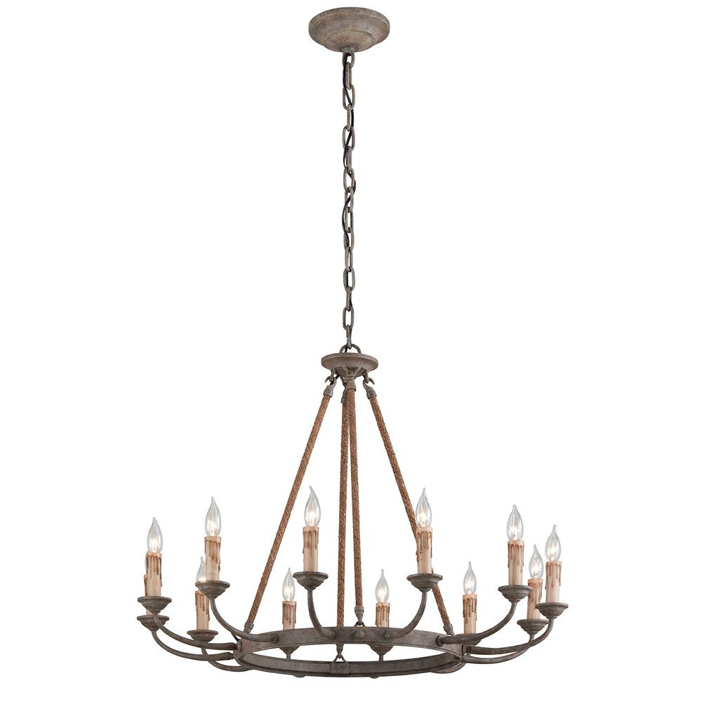 Troy Lighting Cyrano 12 Light Earthen Bronze With Natural Manila Troy Lighting Cyrano 12 Light Earthen Bronze With Natural Manila Rope Chandelier