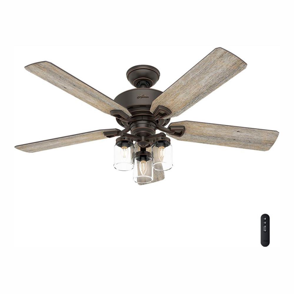 Hunter Devon Park 52 In Indoor Onyx Bengal Ceiling Fan With Light