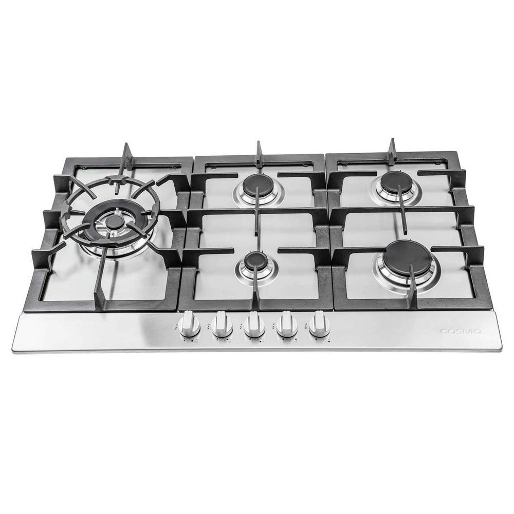 Cosmo 34 in. Gas Cooktop in Stainless Steel with 5 Sealed Brass Burners
