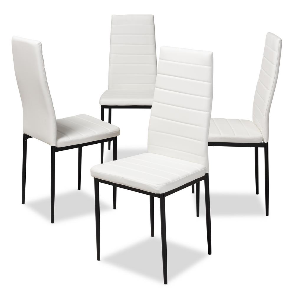 baxton studio armand white faux leather upholstered dining chair set of  41464pc8780hd  the home depot