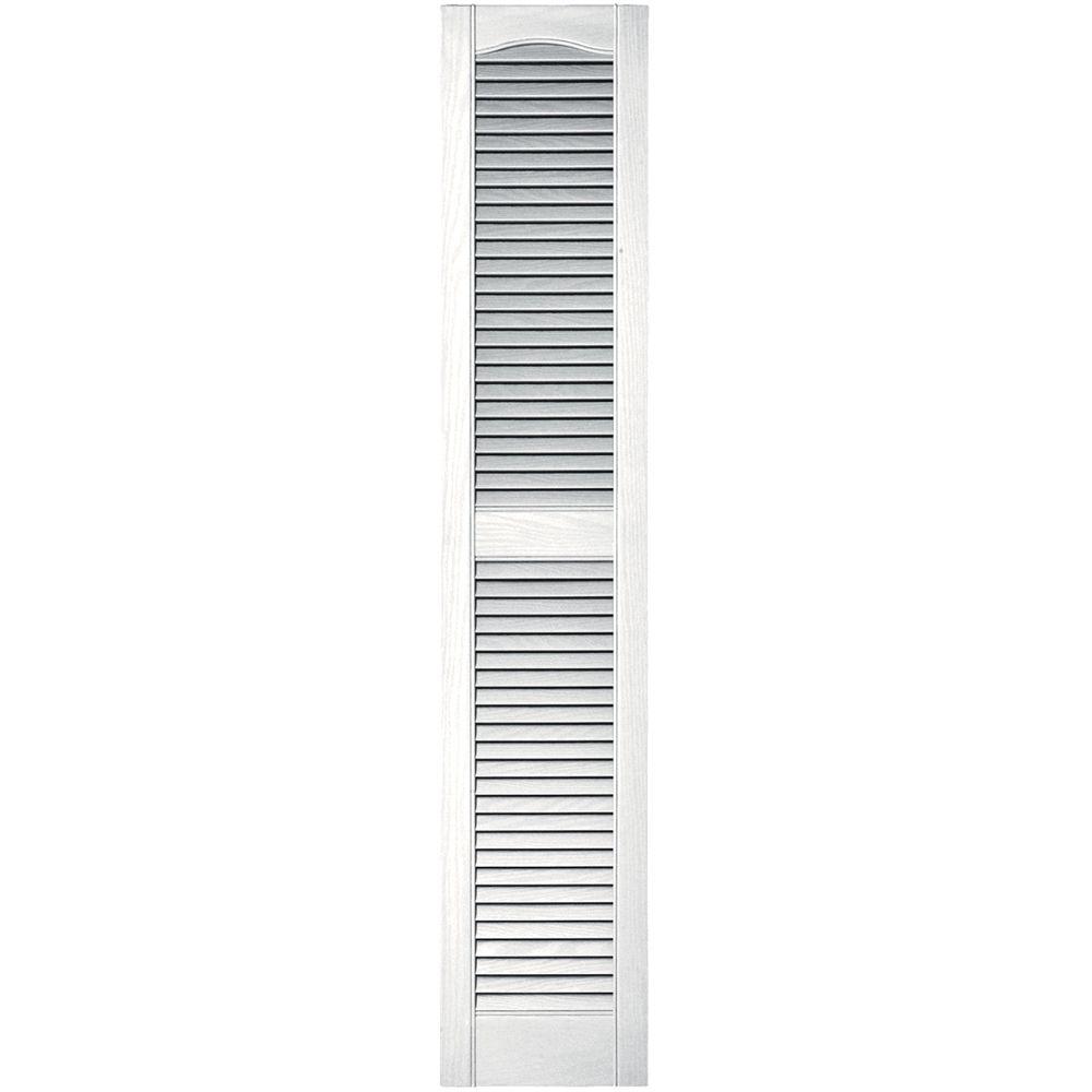 Builders Edge 12 in. x 60 in. Louvered Vinyl Exterior Shutters Pair in