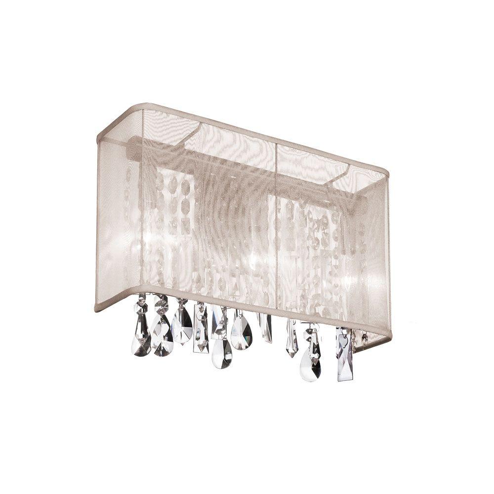 Radionic Hi Tech Bohemian 1 Light Polished Chrome And Oyster Sconce Radionic Hi Tech Bohemian 1 Light Polished Chrome And Oyster Sconce With Organza Rectangular Shade