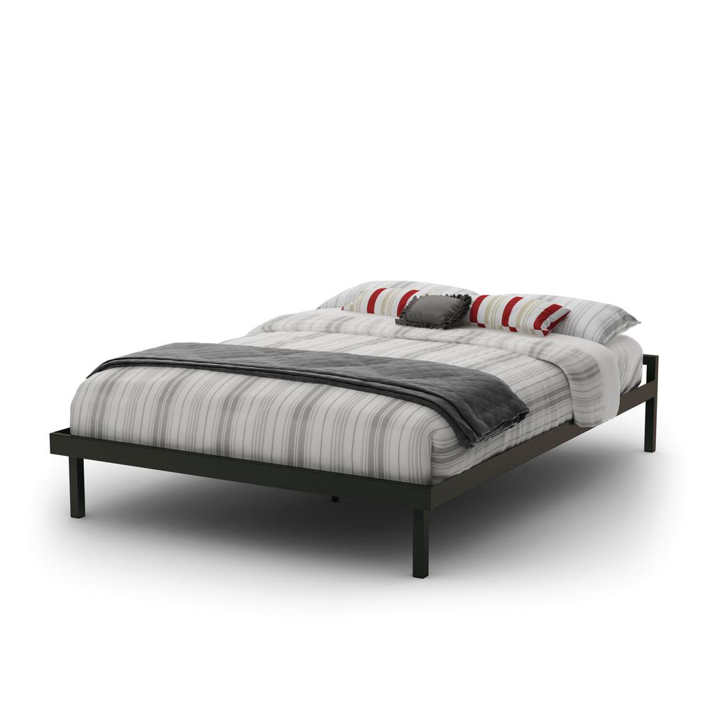 Delaney Textured Dark Brown Metal Grey Polyurethane Queen Size Platform Bed1435260P/75DD The