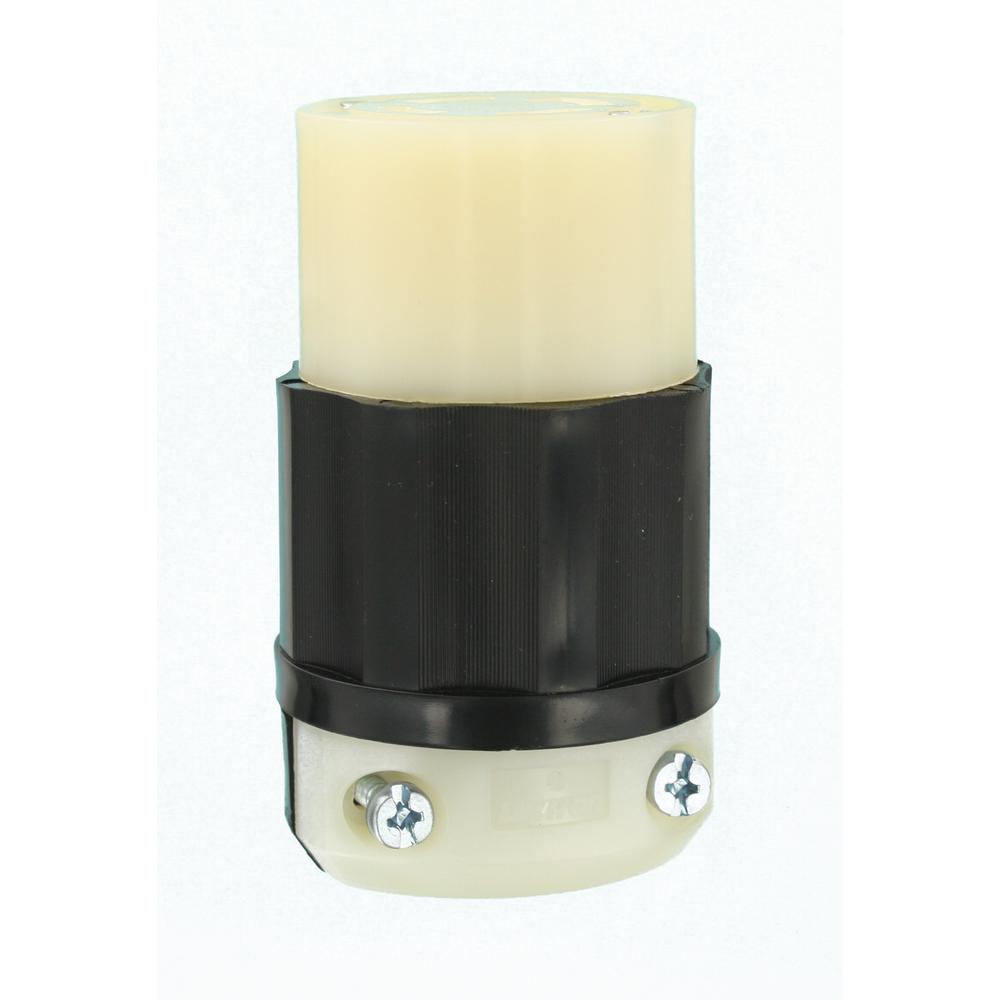 Leviton 30 Amp 120/208Volt Locking Grounding Connector, Black/White