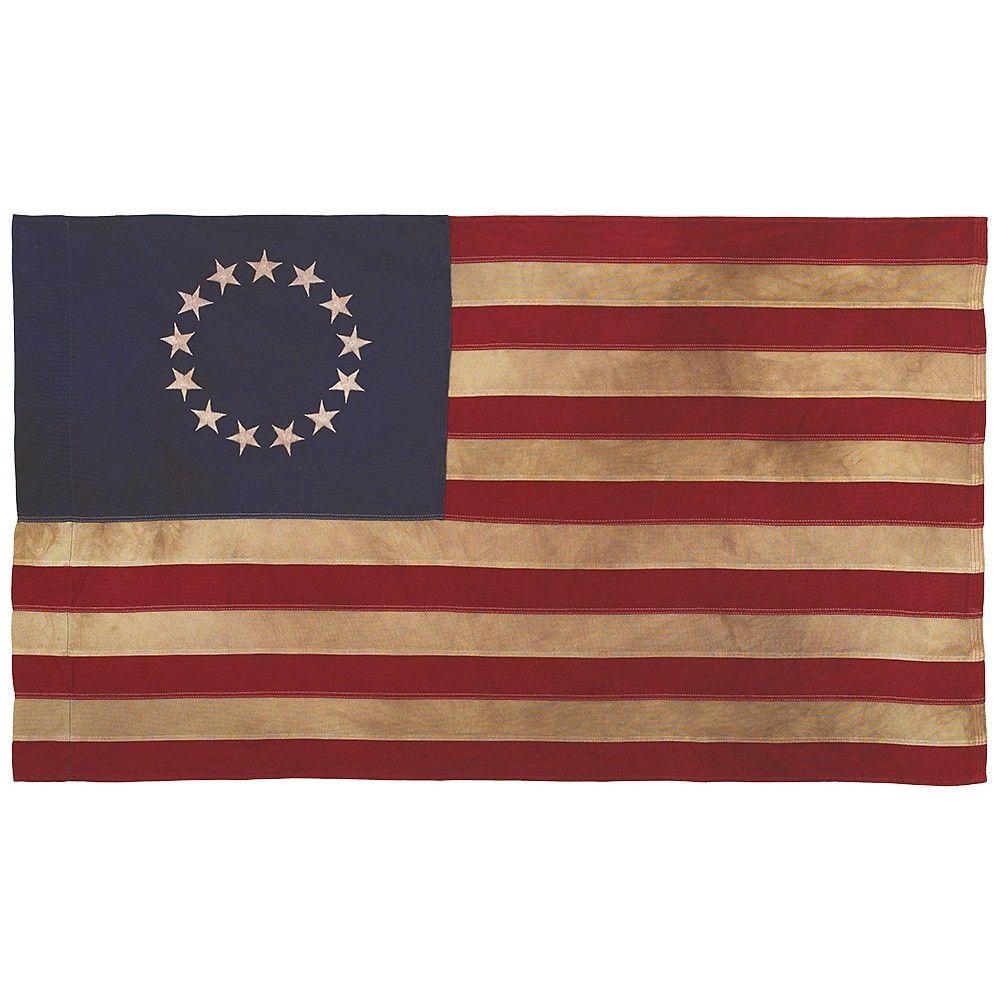 Valley Forge Flag 2-1/2 ft. x 4 ft. Sleeved Cotton 13-Star Antiqued U.S ...